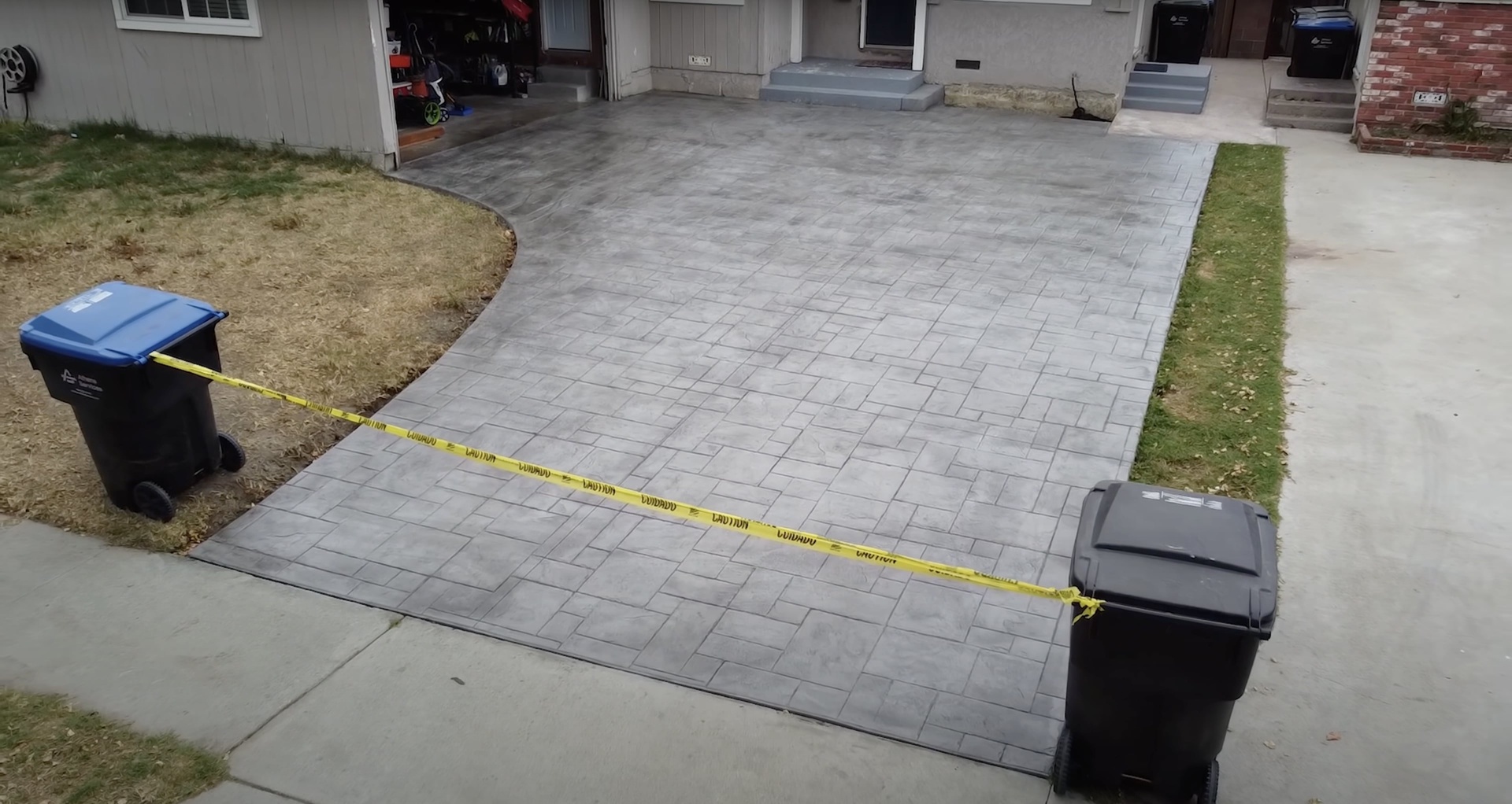 Beautiful stamped concrete patio with decorative patterns